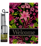 Purple Welcome Floral - Floral Garden Friends Vertical Impressions Decorative Flags HG120013 Made In USA