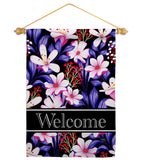Pink Welcome Floral - Floral Garden Friends Vertical Impressions Decorative Flags HG120015 Made In USA
