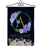 Welcome A Initial - Floral Spring Vertical Impressions Decorative Flags HG130235 Made In USA