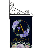 Welcome A Initial - Floral Spring Vertical Impressions Decorative Flags HG130235 Made In USA