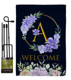 Welcome A Initial - Floral Spring Vertical Impressions Decorative Flags HG130235 Made In USA