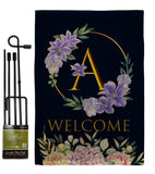 Welcome A Initial - Floral Spring Vertical Impressions Decorative Flags HG130235 Made In USA