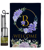 Welcome B Initial - Floral Spring Vertical Impressions Decorative Flags HG130236 Made In USA