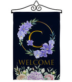 Welcome C Initial - Floral Spring Vertical Impressions Decorative Flags HG130237 Made In USA