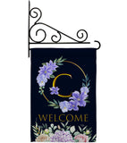 Welcome C Initial - Floral Spring Vertical Impressions Decorative Flags HG130237 Made In USA