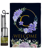 Welcome C Initial - Floral Spring Vertical Impressions Decorative Flags HG130237 Made In USA