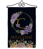 Welcome C Initial - Floral Spring Vertical Impressions Decorative Flags HG130237 Made In USA