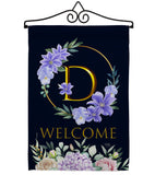 Welcome D Initial - Floral Spring Vertical Impressions Decorative Flags HG130238 Made In USA