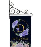 Welcome D Initial - Floral Spring Vertical Impressions Decorative Flags HG130238 Made In USA