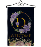 Welcome D Initial - Floral Spring Vertical Impressions Decorative Flags HG130238 Made In USA