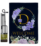 Welcome D Initial - Floral Spring Vertical Impressions Decorative Flags HG130238 Made In USA