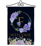 Welcome F Initial - Floral Spring Vertical Impressions Decorative Flags HG130240 Made In USA