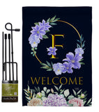 Welcome F Initial - Floral Spring Vertical Impressions Decorative Flags HG130240 Made In USA