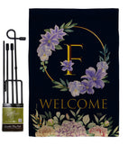 Welcome F Initial - Floral Spring Vertical Impressions Decorative Flags HG130240 Made In USA