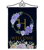 Welcome H Initial - Floral Spring Vertical Impressions Decorative Flags HG130242 Made In USA