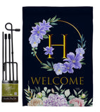 Welcome H Initial - Floral Spring Vertical Impressions Decorative Flags HG130242 Made In USA