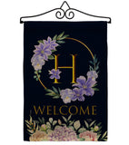 Welcome H Initial - Floral Spring Vertical Impressions Decorative Flags HG130242 Made In USA