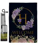 Welcome H Initial - Floral Spring Vertical Impressions Decorative Flags HG130242 Made In USA