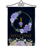 Welcome I Initial - Floral Spring Vertical Impressions Decorative Flags HG130243 Made In USA