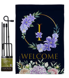 Welcome I Initial - Floral Spring Vertical Impressions Decorative Flags HG130243 Made In USA