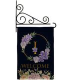 Welcome I Initial - Floral Spring Vertical Impressions Decorative Flags HG130243 Made In USA