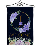 Welcome J Initial - Floral Spring Vertical Impressions Decorative Flags HG130244 Made In USA