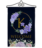 Welcome K Initial - Floral Spring Vertical Impressions Decorative Flags HG130245 Made In USA