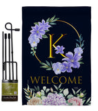 Welcome K Initial - Floral Spring Vertical Impressions Decorative Flags HG130245 Made In USA