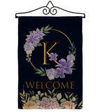 Welcome K Initial - Floral Spring Vertical Impressions Decorative Flags HG130245 Made In USA