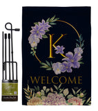 Welcome K Initial - Floral Spring Vertical Impressions Decorative Flags HG130245 Made In USA