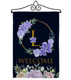 Welcome L Initial - Floral Spring Vertical Impressions Decorative Flags HG130246 Made In USA