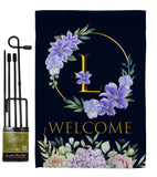 Welcome L Initial - Floral Spring Vertical Impressions Decorative Flags HG130246 Made In USA