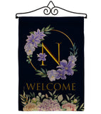 Welcome N Initial - Floral Spring Vertical Impressions Decorative Flags HG130248 Made In USA