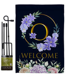 Welcome O Initial - Floral Spring Vertical Impressions Decorative Flags HG130249 Made In USA