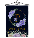 Welcome P Initial - Floral Spring Vertical Impressions Decorative Flags HG130250 Made In USA