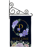 Welcome P Initial - Floral Spring Vertical Impressions Decorative Flags HG130250 Made In USA