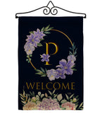 Welcome P Initial - Floral Spring Vertical Impressions Decorative Flags HG130250 Made In USA