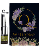 Welcome Q Initial - Floral Spring Vertical Impressions Decorative Flags HG130251 Made In USA