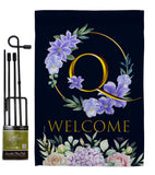 Welcome Q Initial - Floral Spring Vertical Impressions Decorative Flags HG130251 Made In USA