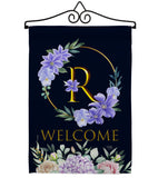 Welcome R Initial - Floral Spring Vertical Impressions Decorative Flags HG130252 Made In USA