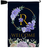 Welcome R Initial - Floral Spring Vertical Impressions Decorative Flags HG130252 Made In USA