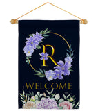 Welcome R Initial - Floral Spring Vertical Impressions Decorative Flags HG130252 Made In USA