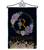 Welcome R Initial - Floral Spring Vertical Impressions Decorative Flags HG130252 Made In USA