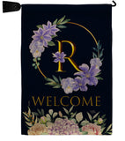 Welcome R Initial - Floral Spring Vertical Impressions Decorative Flags HG130252 Made In USA