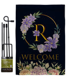 Welcome R Initial - Floral Spring Vertical Impressions Decorative Flags HG130252 Made In USA