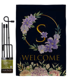 Welcome S Initial - Floral Spring Vertical Impressions Decorative Flags HG130253 Made In USA