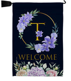 Welcome T Initial - Floral Spring Vertical Impressions Decorative Flags HG130254 Made In USA