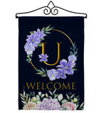 Welcome U Initial - Floral Spring Vertical Impressions Decorative Flags HG130255 Made In USA