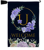 Welcome U Initial - Floral Spring Vertical Impressions Decorative Flags HG130255 Made In USA