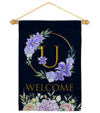 Welcome U Initial - Floral Spring Vertical Impressions Decorative Flags HG130255 Made In USA